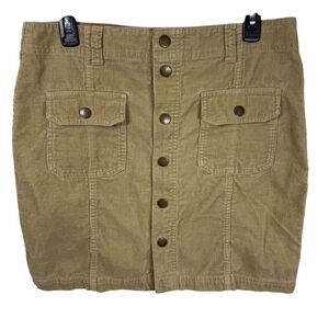 Y2K Front Button Tommy Hilfiger Tan/Beige Corduroy Skirt Size 8